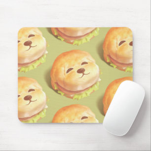 Tapis De Souris Adorable Motif de hamburger visage chien