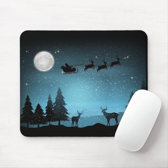 Tapis De Souris Adorable Rindeer La Nuit (Avec souris)