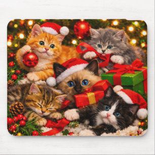 Tapis de souris Adorables Chatons de Noël Jouant