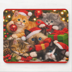 Tapis de souris Adorables Chatons de Noël Jouant