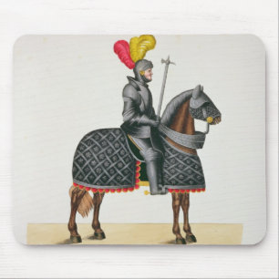 Tapis De Souris Adoubez dans l'armure sur son cheval, plat 'd'un