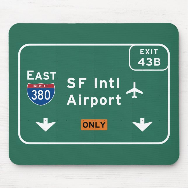 Tapis De Souris Aéroport I-380 E de San Francisco CA SFO d'un état (Devant)