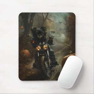 Tapis De Souris Affenpinscher à moto Halloween effrayant
