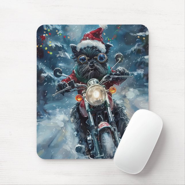 Tapis De Souris Affenpinscher Chien équitation Moto Noël (Avec souris)