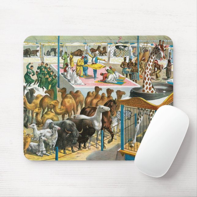 Tapis De Souris Affiche De Cirque Des Personnes De Différentes Nat (Avec souris)