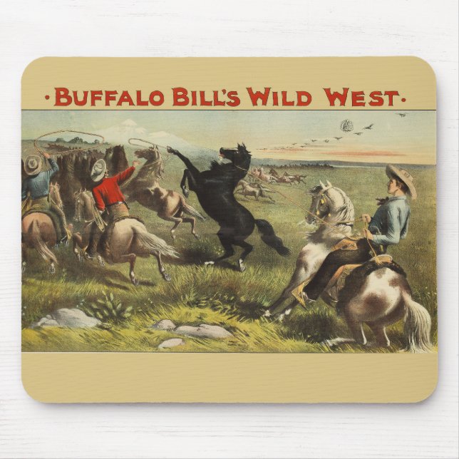 Tapis De Souris Affiche de cow-boy de l'Ouest sauvage de Buffalo B (Devant)