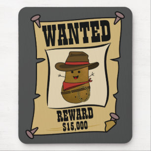 Tapis De Souris Affiche de recherche de pomme de terre cowboy