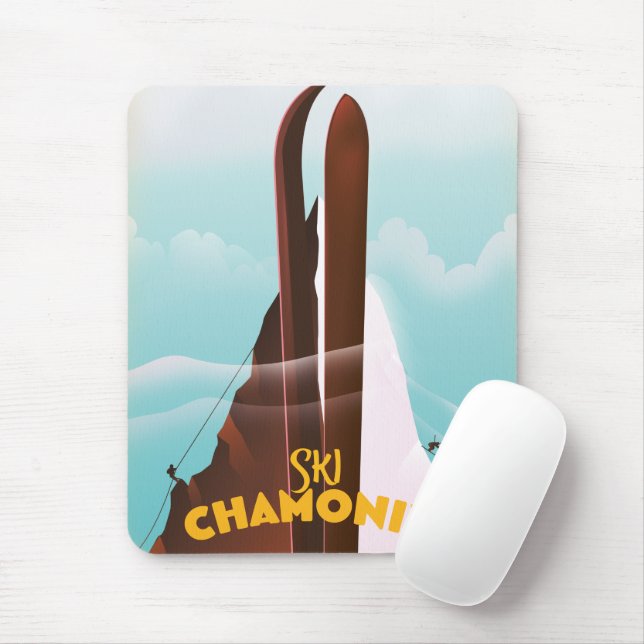 Tapis De Souris Affiche de ski Chamonix-Mont-Blanc (Avec souris)