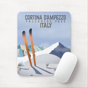 Tapis De Souris Affiche de ski de Cortina d'Ampezzo Italie Impress