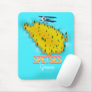 Tapis De Souris Affiche de voyage carte de l'île grecque de Spetse