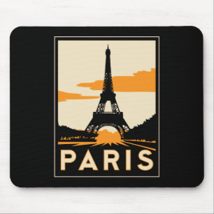 Tapis De Souris affiche de voyage d'art déco de Paris rétro