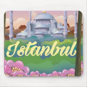 Tapis De Souris Affiche de voyage de la mosquée bleue d'Istanbul