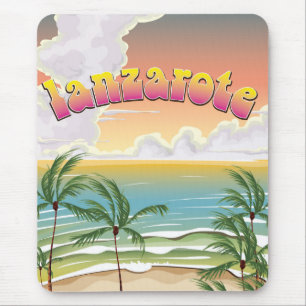 Tapis De Souris affiche de voyage de la plage de Lanzarote