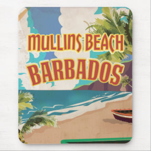 Tapis De Souris Affiche de voyage de Mullins Beach Bay Barbade.