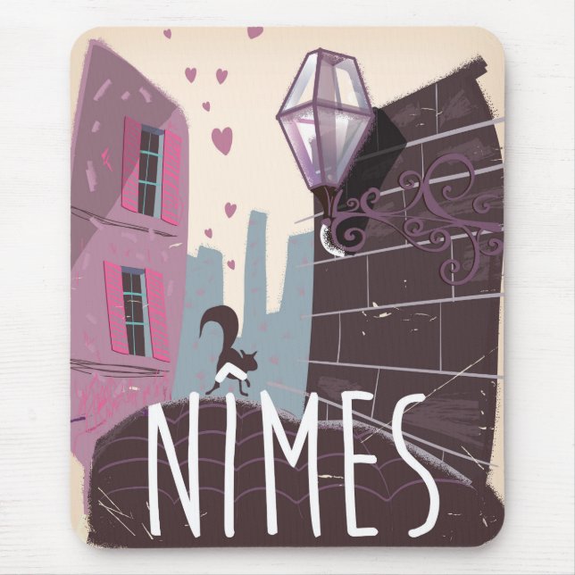 Tapis De Souris Affiche de voyage de Nîmes France (Devant)