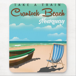 Tapis De Souris Affiche de voyage de style vintage de Crantock Bea