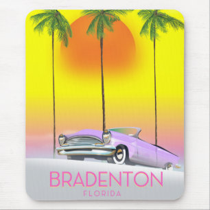 Tapis De Souris Affiche de voyage de voiture classique de Bradento