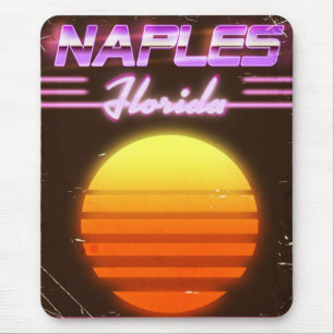 Tapis De Souris Affiche de voyage Naples Floride années 80