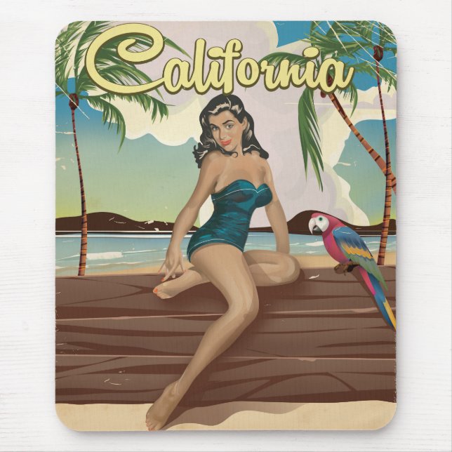 Tapis De Souris Affiche de voyage rétro du modèle de Californie (Devant)