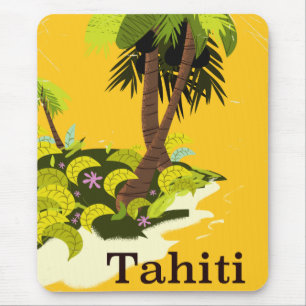 Tapis De Souris Affiche de voyage rétro Tahiti