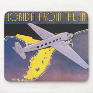 Tapis De Souris Affiche de voyage vintage, Floride vue aérienne d'