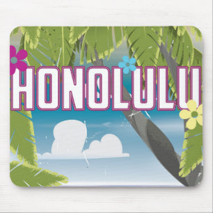 Tapis De Souris Affiche de voyage vintage Honolulu, Hawaï, États-U