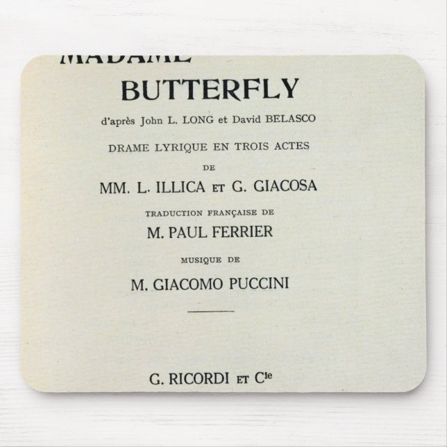 Tapis De Souris Affiche pour Madame Butterfly par Giacomo (Devant)