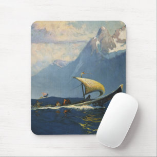 Tapis De Souris Affiche Vintage voyage pour l'Alaska Pacifique Nor