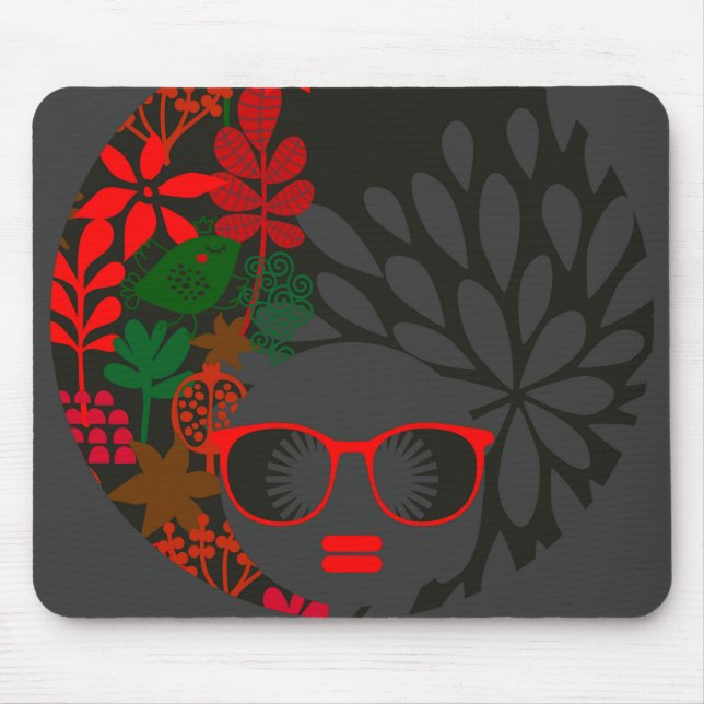 Tapis De Souris Afro Diva Rouge Vert Ardoise Noir (Devant)