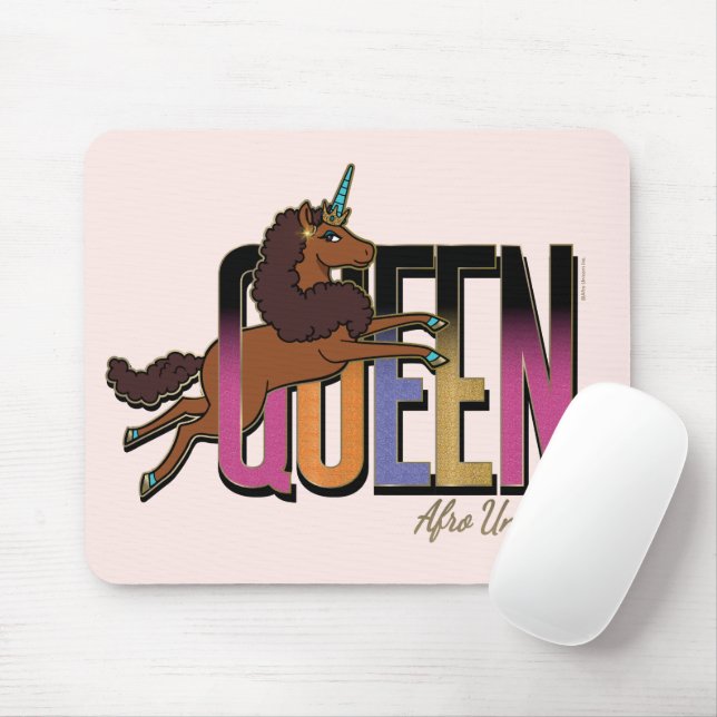 Tapis De Souris Afro Unicorn Queen Design (Avec souris)