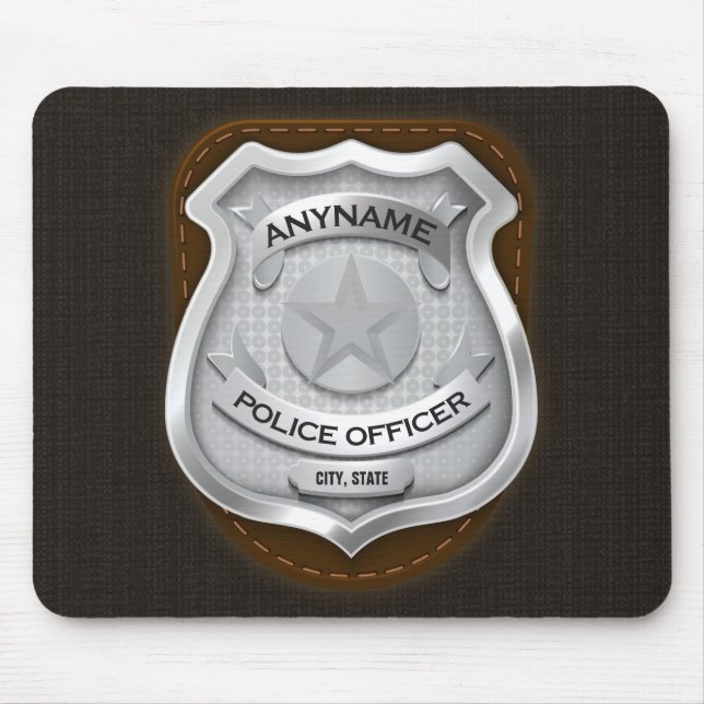 Tapis De Souris Agent de police personnalisé Sheriff Cop NAME Badg (Devant)