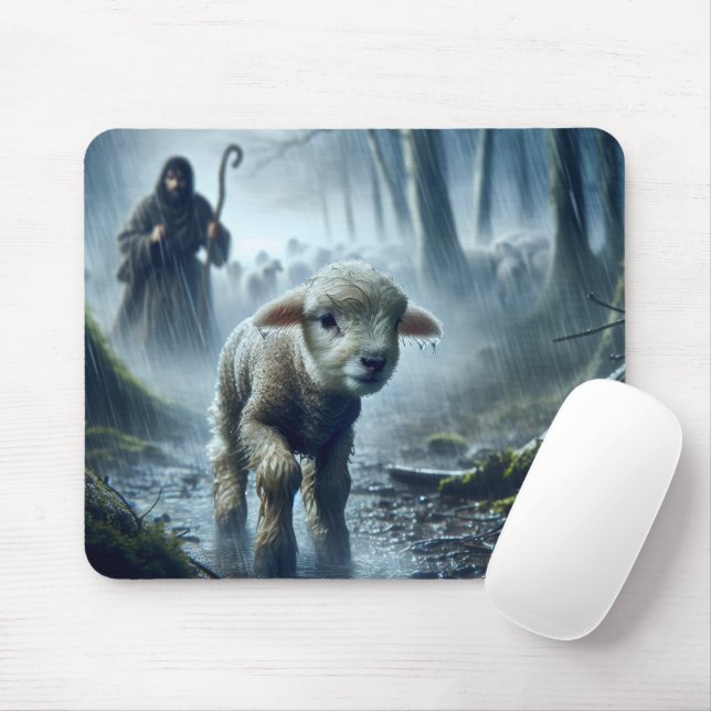 Tapis De Souris Agneau Perdu En Forêt Pluvieuse (Avec souris)