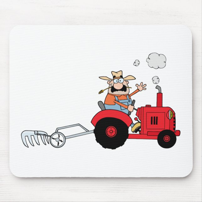 Tapis De Souris Agriculteur de bande dessinée conduisant un (Devant)