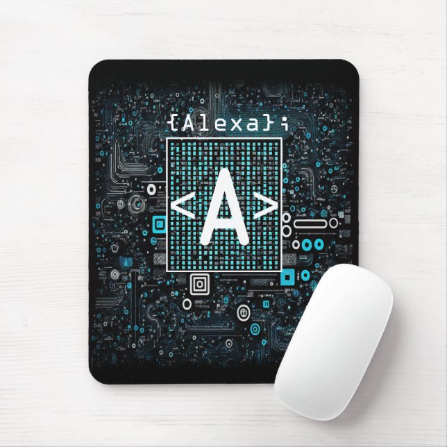 Tapis De Souris Ai - Technologie - Monogramme de codage - Lettre A (Avec souris)