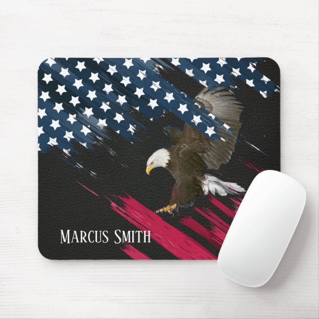 Tapis De Souris Aigle à tête blanche dans le drapeau américain Abs (Avec souris)