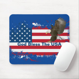 Tapis De Souris Aigle Bald Sur USA Drapeau Mousepad Souris