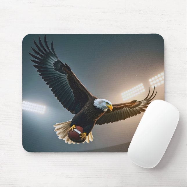 Tapis De Souris Aigle Bald Volant Avec Un Football (Avec souris)