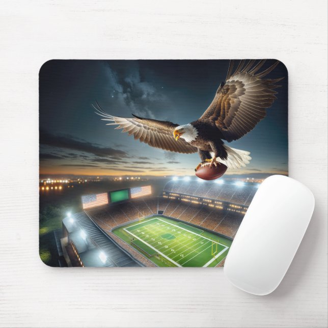 Tapis De Souris Aigle Bald Volant Avec Un Football (Avec souris)