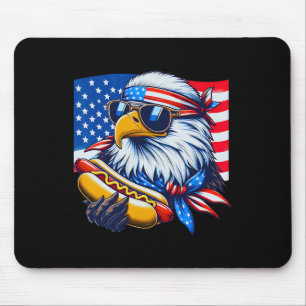 Tapis De Souris Aigle chauve drôle hotdog drapeau américain 4 juil