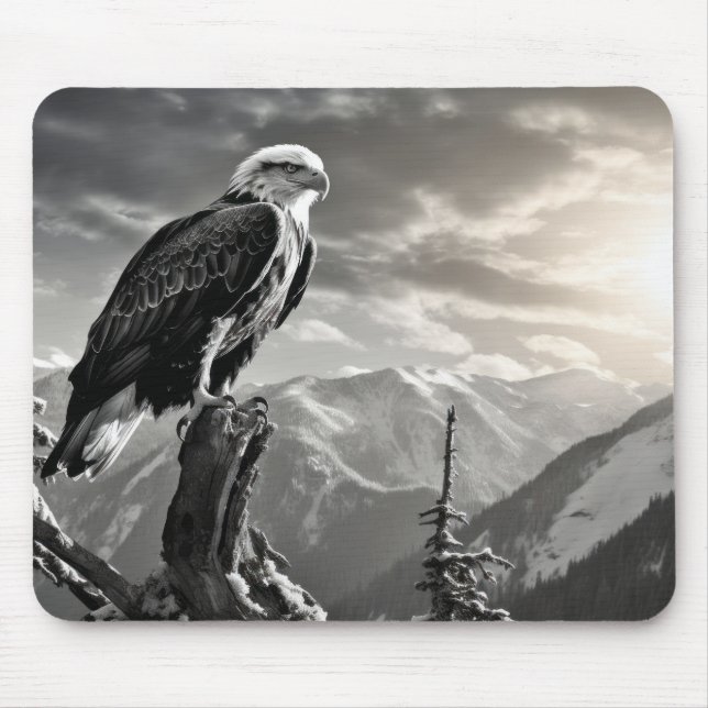 Tapis De Souris Aigle Oiseau sauvage Nature Encre Style croquis (Devant)