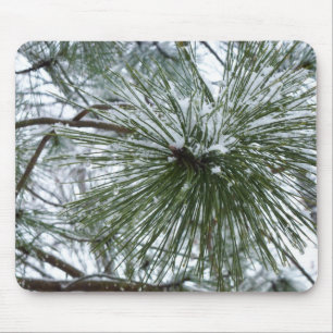 Tapis De Souris Aiguilles de pin neigeux Hiver Nature Photographie
