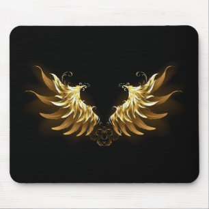Tapis De Souris Ailes d'Ange d'or sur arrière - plan noir