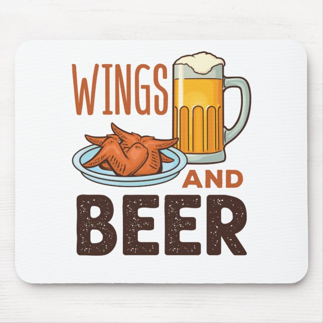 Tapis De Souris Ailes et ailes de poulet de bière Boire (Devant)