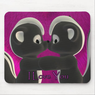 Tapis De Souris aimez-vous, en embrassant des mouffettes