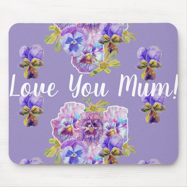 Tapis De Souris Aimez-vous maman Violet fleuri Ordinateur Souris M (Devant)