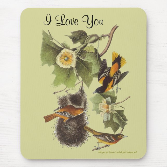 Tapis De Souris Aimez-vous Oiseaux Audubon Personnalisé Mousepad (Devant)