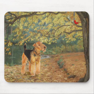 Tapis De Souris Airedale Terrier Ornithologie