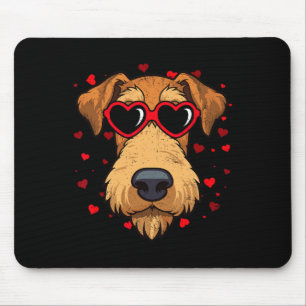 Tapis De Souris Airedale Terrier Valentine Coeur Cute Amoureux de