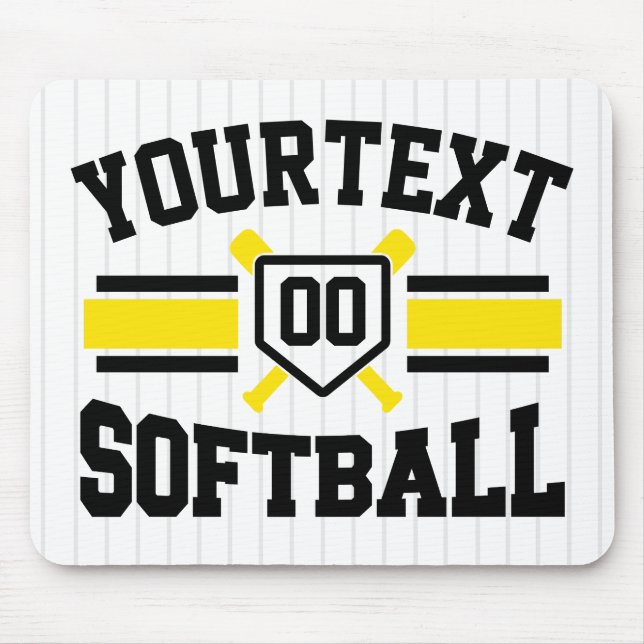 Tapis De Souris AJOUT PERSONNALISÉ NOM Softball Player Varsity Tea (Devant)