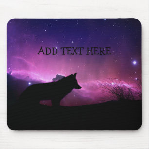 Tapis De Souris AJOUTER DU TEXTE Rose, Violet & Noir/Étoiles Au Lo